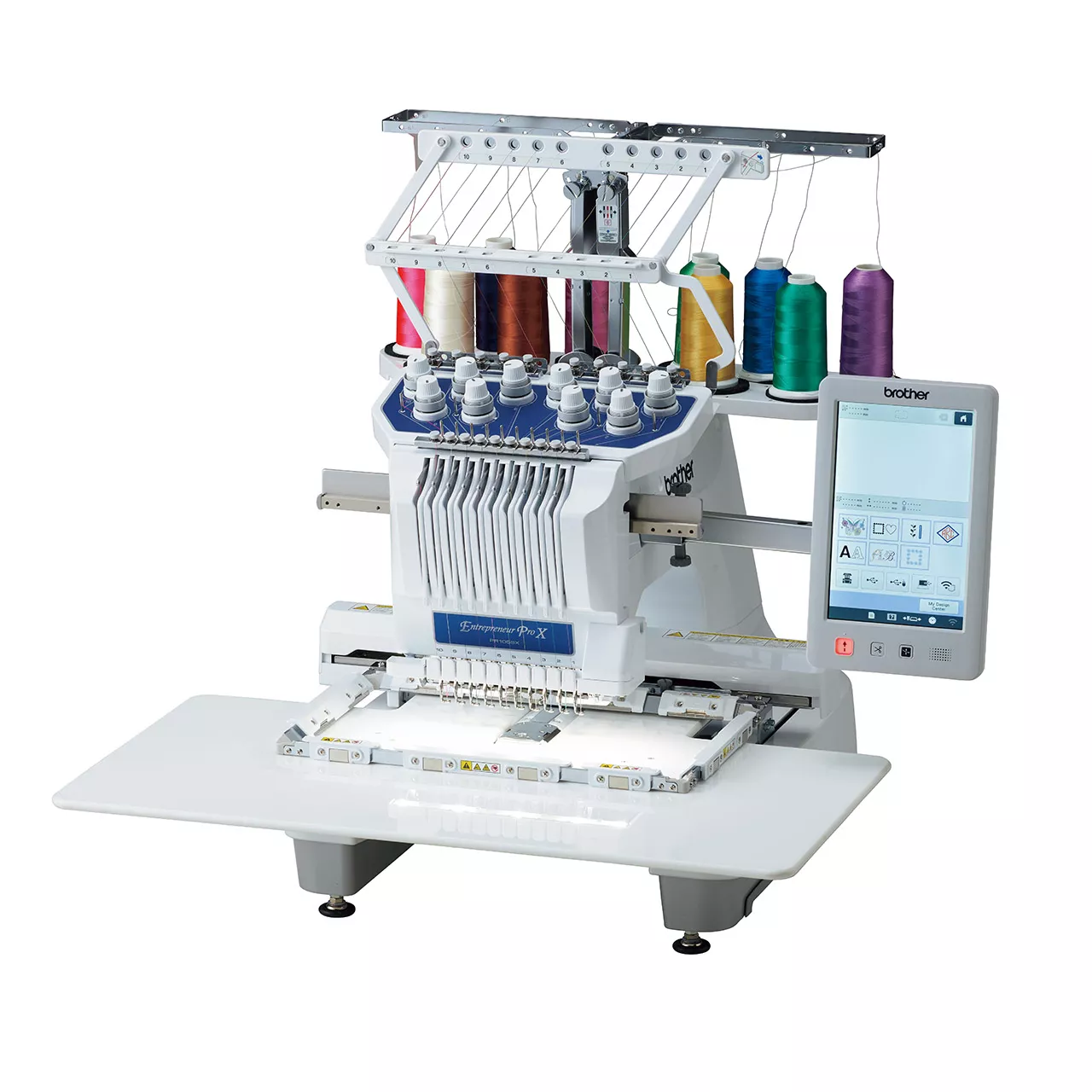 PR1055X Commercial Embroidery Machine – left-side view